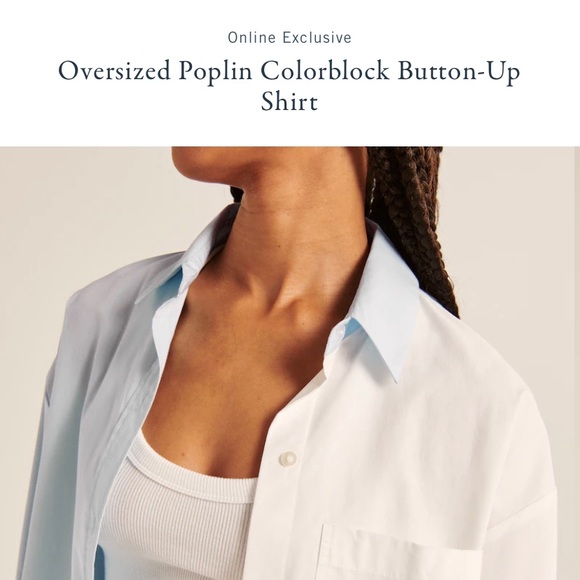 Oversized Poplin Colorblock Button-Up Shirt from Abercrombie & fitch size small - Picture 5 of 12